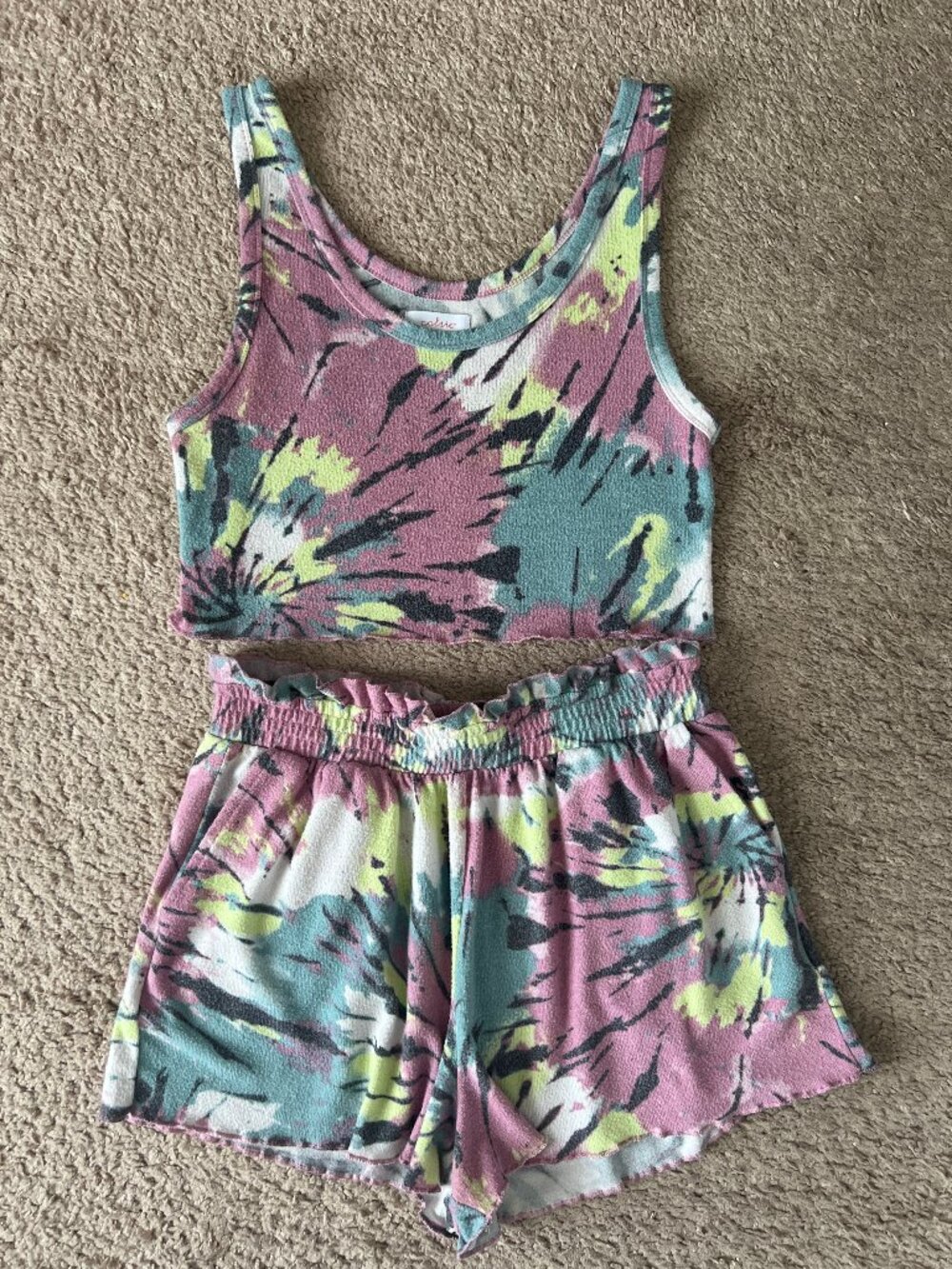 2-Piece PJ Set: Crop Top & Elastic Waist Shorts – Sz M – Like  New